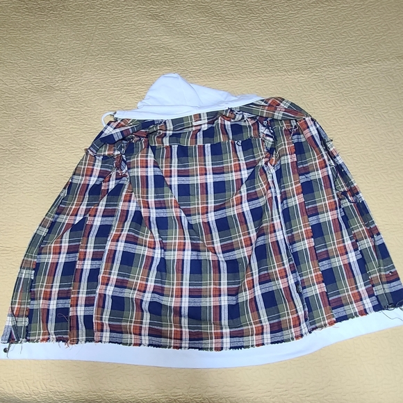 Shop Stevie deconstructed flannel oversized hooded shacket jacket size L - Picture 7 of 12